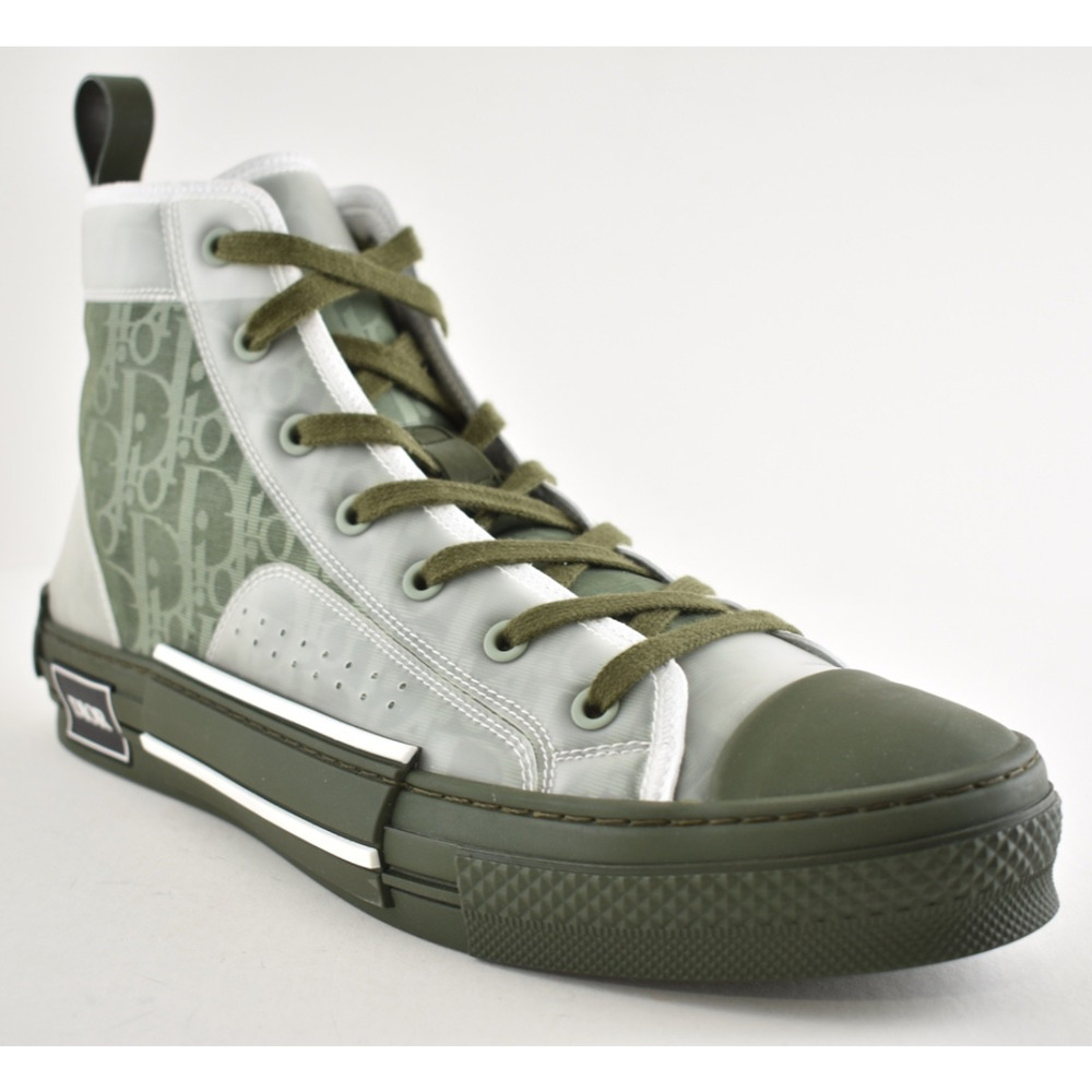 Dior Mens B23 Green Oblique Logo Transparent High Top Lace Up Flat Sneaker 44 11 - Picture 5 of 16
